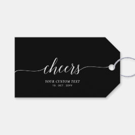 Elegant Stijlvol Black Lettering Cheers Event Part Cadeaulabel