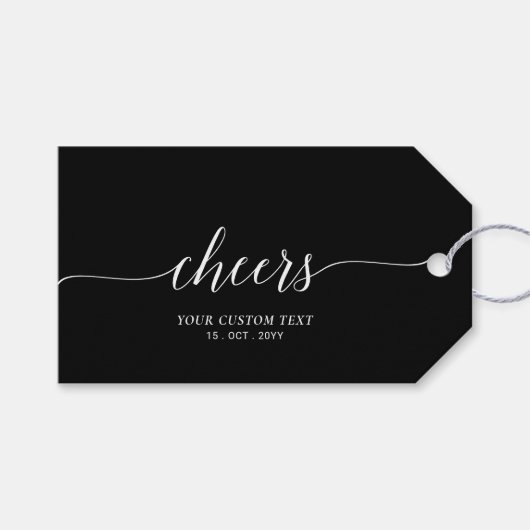Elegant Stijlvol Black Lettering Cheers Event Part Cadeaulabel (Voorkant (Horizontaal))