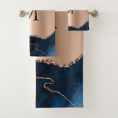 Elegant Stijlvol Blauw Agaat Marmer Roos Goud Bad Handdoek (Insitu)