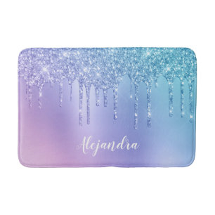 Elegant, stijlvol, blauw en paarse glitter druppel badmat