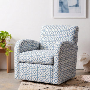 Elegant stijlvol blauw en wit geometrisch patroon stof