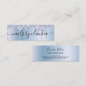 Elegant stijlvol blauw glitter druppelt spijkers mini visitekaartje (Voorkant / Achterkant)