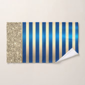 Elegant Stijlvol Blauw Goud Strepen Glitter Glanze Bad Handdoek (Handdoek)