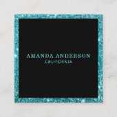 Elegant Stijlvol Blauwgroen Glitter Sparkle Visite Vierkante Visitekaartje (Voorkant)