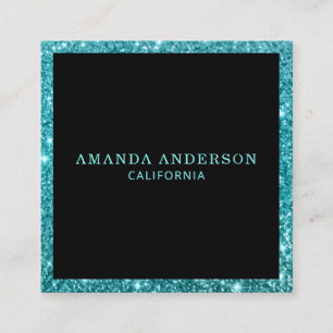 Elegant Stijlvol Blauwgroen Glitter Sparkle Visite Vierkante Visitekaartje