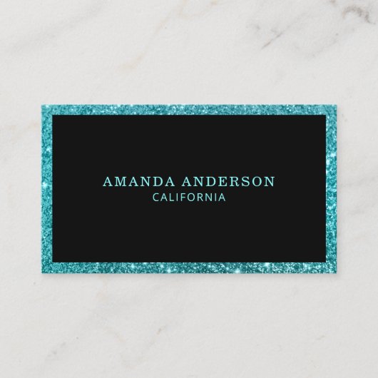 Elegant Stijlvol Blauwgroen Glitter Sparkle Visite Visitekaartje (Voorkant)