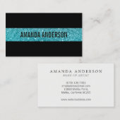 Elegant Stijlvol Blauwgroen Glitter Sparkle Visite Visitekaartje (Voorkant / Achterkant)