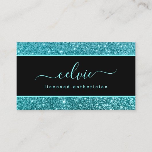 Elegant stijlvol Blauwgroen glitter Sparkle Visite Visitekaartje (Voorkant)