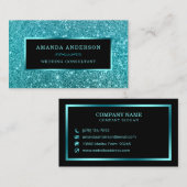 Elegant stijlvol Blauwgroen glitter Sparkle Visite Visitekaartje (Voorkant / Achterkant)