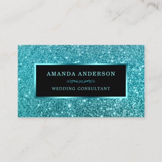 Elegant stijlvol Blauwgroen glitter Sparkle Visite Visitekaartje (Voorkant)