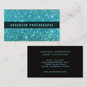 Elegant Stijlvol Blauwgroen Glitter Sparkle Visite Visitekaartje (Voorkant / Achterkant)