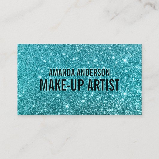 Elegant Stijlvol Blauwgroen Glitter Sparkle Visite Visitekaartje (Voorkant)