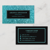 Elegant Stijlvol Blauwgroen Glitter Sparkle Visite Visitekaartje (Voorkant / Achterkant)
