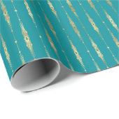 Elegant stijlvol Blauwgroen Gold Pattern Cadeaupapier (Rol Hoek)