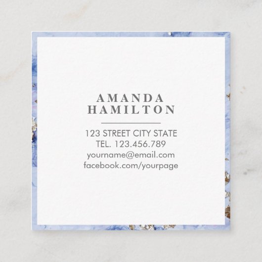 Elegant Stijlvol bleek blauw marmer goudprofession Vierkante Visitekaartje (Achterkant)