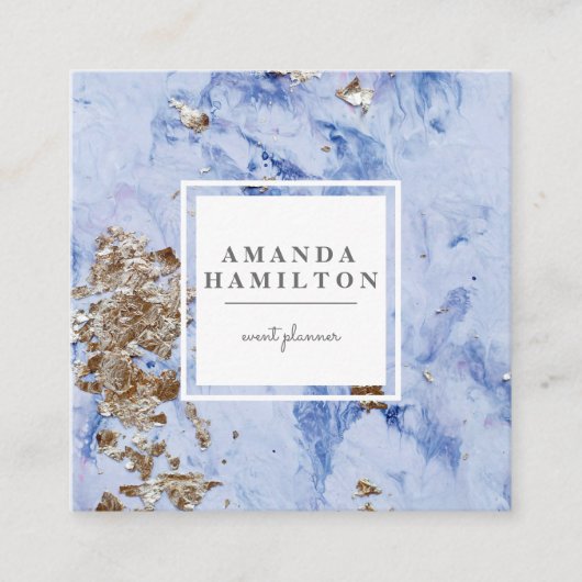 Elegant Stijlvol bleek blauw marmer goudprofession Vierkante Visitekaartje (Voorkant)