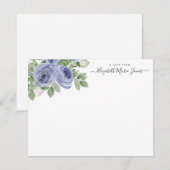Elegant Stijlvol Bloemblauw Waterverf Roos Script Notitiekaartje (Voorkant / Achterkant)