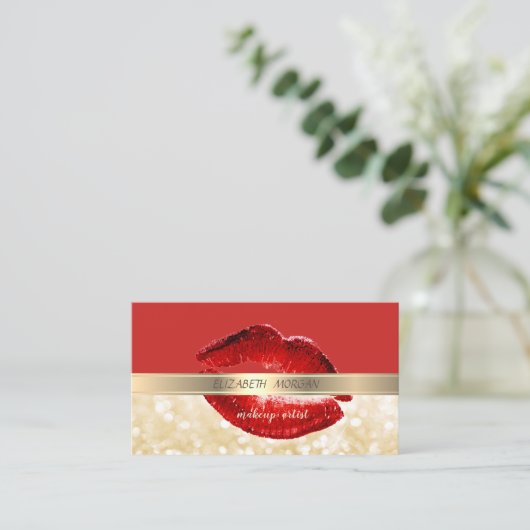 Elegant stijlvol, Bokeh, Red, Lips, Visitekaartje (Staand voorkant)