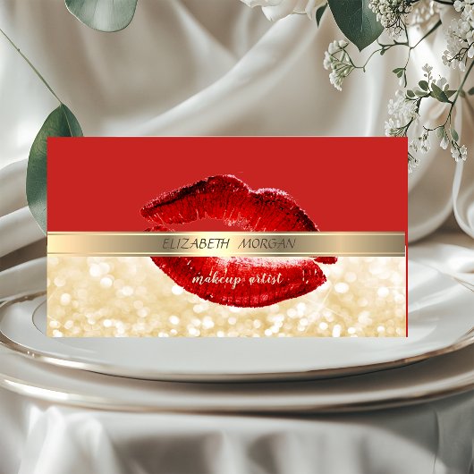 Elegant Stijlvol, Bokeh, Rood, Lippen, Visitekaartje