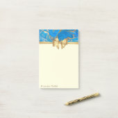 Elegant Stijlvol, Bow, Blue Gold Marble Texture Post-it® Notes (Op bureau)