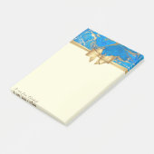 Elegant Stijlvol, Bow, Blue Gold Marble Texture Post-it® Notes (Schuin)
