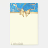Elegant Stijlvol, Bow, Blue Gold Marble Texture Post-it® Notes (Voorkant)