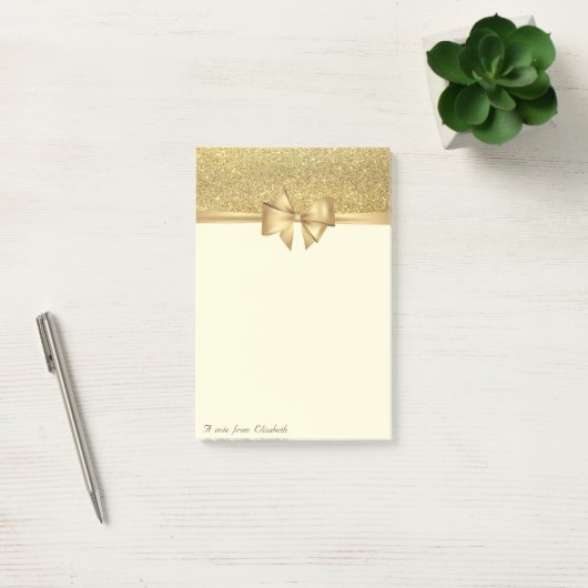 Elegant Stijlvol, Bow, Gold Glitter Post-it® Notes (Kantoor)