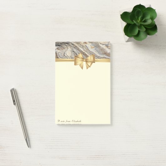 Elegant Stijlvol, Bow, Marble Texture Post-it® Notes (Kantoor)