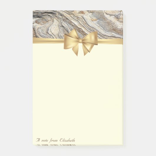 Elegant Stijlvol, Bow, Marble Texture Post-it® Notes (Voorkant)