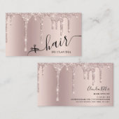 Elegant stijlvol champagne glitter drupt haar aan visitekaartje (Voorkant / Achterkant)