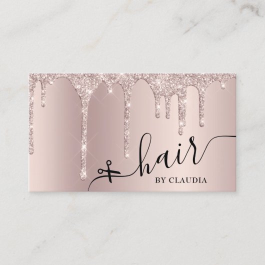 Elegant stijlvol champagne glitter drupt haar aan visitekaartje (Voorkant)