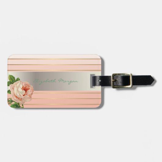 Elegant Stijlvol Chic,Bloemen,Rozen Bagagelabel (Voorkant horizontaal)