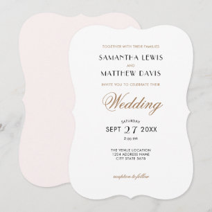 Elegant Stijlvol Chic Blush Pink Black Gold Weddin Kaart