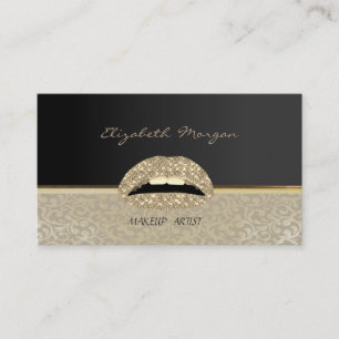 Elegant Stijlvol Chic, Damast, Zwart, Lippen Visitekaartje