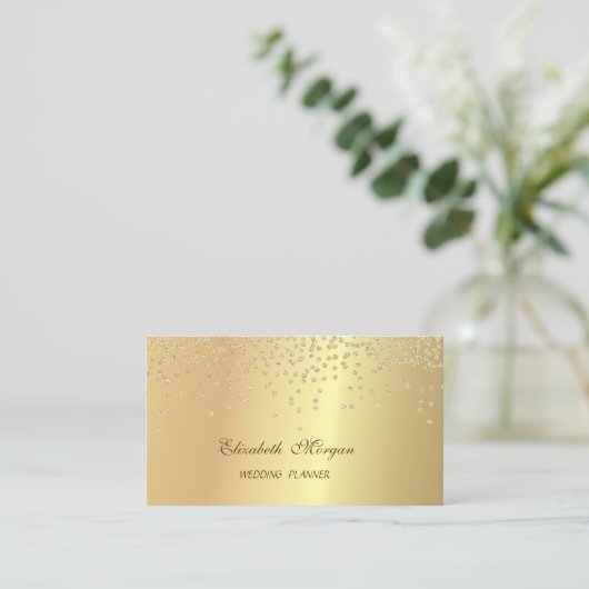 Elegant Stijlvol Chic Faux Gold- Kleine diamanten Visitekaartje (Staand voorkant)