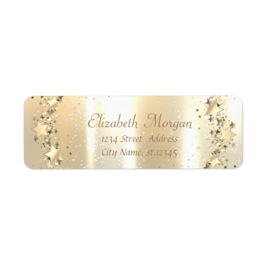 Elegant, Stijlvol, Chic, Faux Gold Stars Etiket (Voorkant)