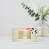 Elegant Stijlvol Chic, Flowers Feather Visitekaartje (Staand voorkant)