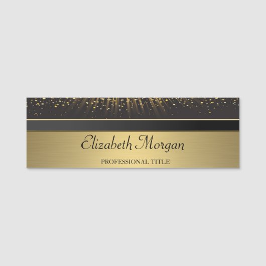 Elegant Stijlvol Chic Goud, Confetti Naamplaatje (Voorkant)