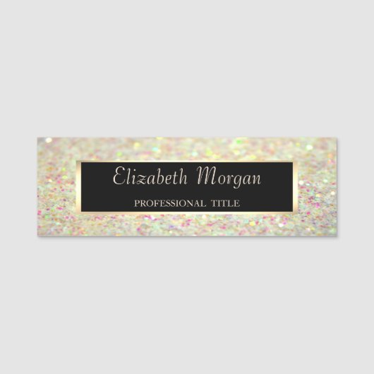 Elegant Stijlvol Chic Modern, Frame, Glitters Naamplaatje (Voorkant)