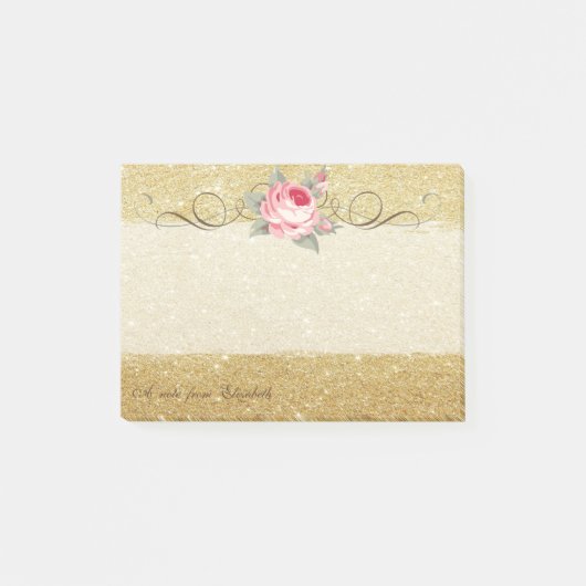 Elegant Stijlvol, Chic, Roos, Glitterend Post-it® Notes (Voorkant)