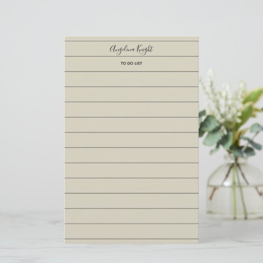 Elegant Stijlvol Chique Todo List Handschrift Scri Briefpapier (Staand voorkant)