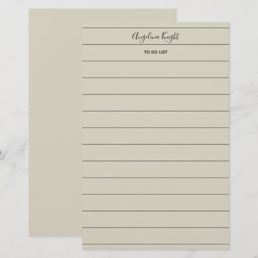 Elegant Stijlvol Chique Todo List Handschrift Scri Briefpapier (Voorkant / Achterkant)