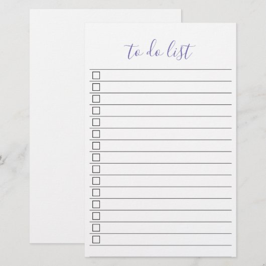 Elegant Stijlvol Chique Todo List Handschrift Scri Briefpapier (Voorkant / Achterkant)