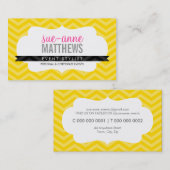 ELEGANT stijlvol cool chevron patroon helder geel Visitekaartje (Voorkant / Achterkant)