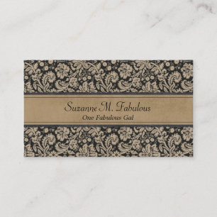 Elegant stijlvol Damask in donkere crème en zwart Visitekaartje