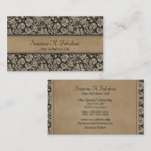 Elegant stijlvol Damask in donkere crème en zwart Visitekaartje (Voorkant / Achterkant)