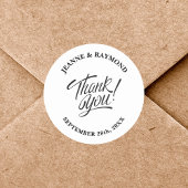 Elegant stijlvol dank u bruiloft gunst ronde sticker