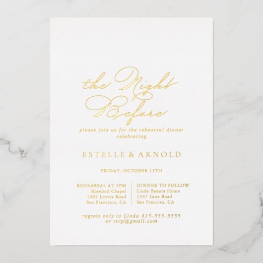 Elegant stijlvol de nacht voor goud folie uitnodiging (Voorkant)