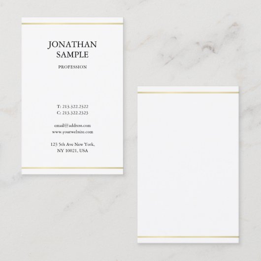 Elegant, stijlvol design, modern, gouden vormgevin visitekaartje (Voorkant / Achterkant)