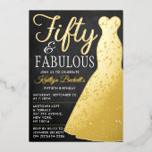 Elegant stijlvol dress | Vijftig jaar en feestdag Folie Uitnodiging (Voorkant)